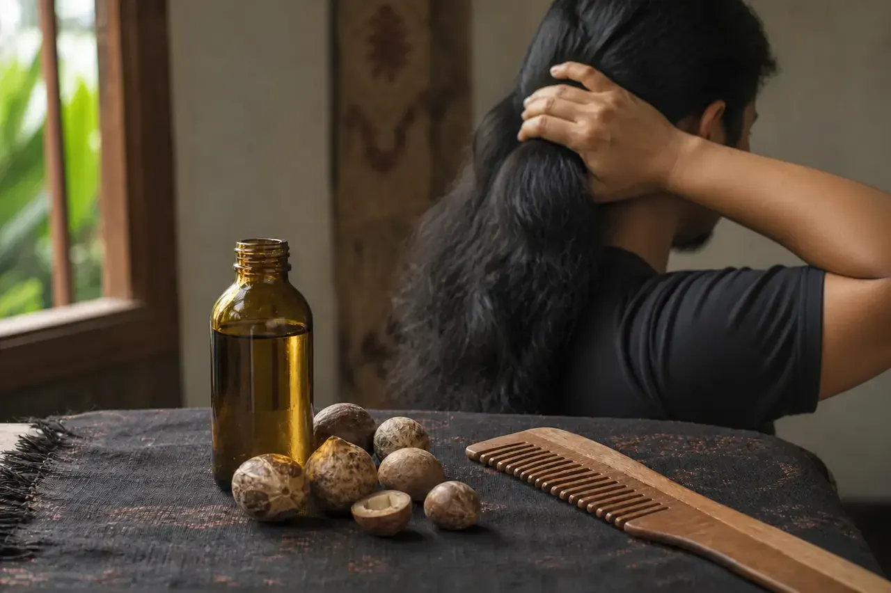 Ilustrasi Manfaat Minyak Kemiri untuk Rambut, Lengkap dengan Penjelasan